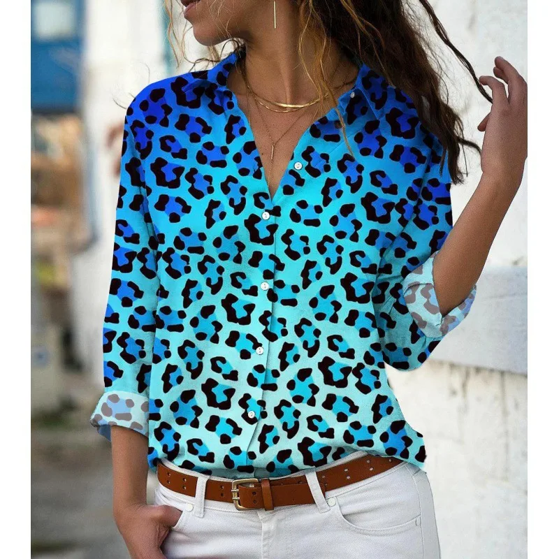 

Fashion Multi-color leopard print 3D Print Women Long Sleeve Shirts Autumn New Holiday Casual Ladies Blouse Women's Clothing