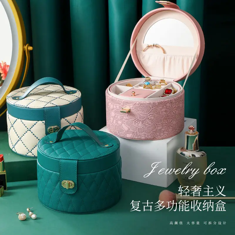 Hand decoration box, high-end jewelry box, large capacity waterproof portable jewelry box, household multi-layer storage box