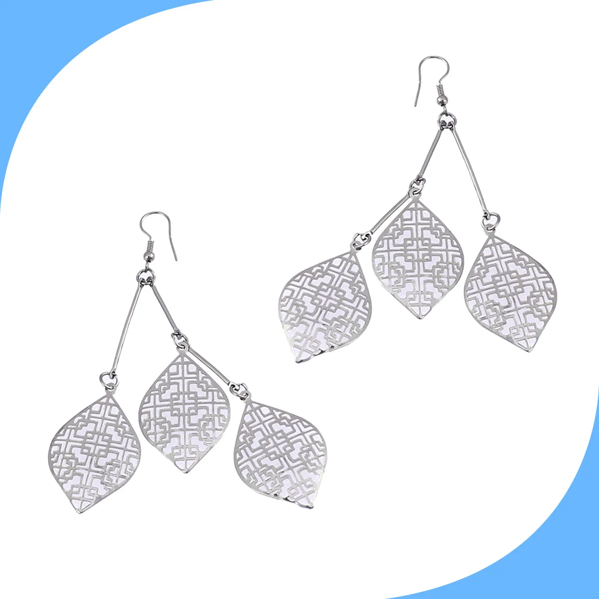 

Earrings Hollow Leaves Women Dangle Ethnic Fashion Jewelry Decor Silver Out Woman