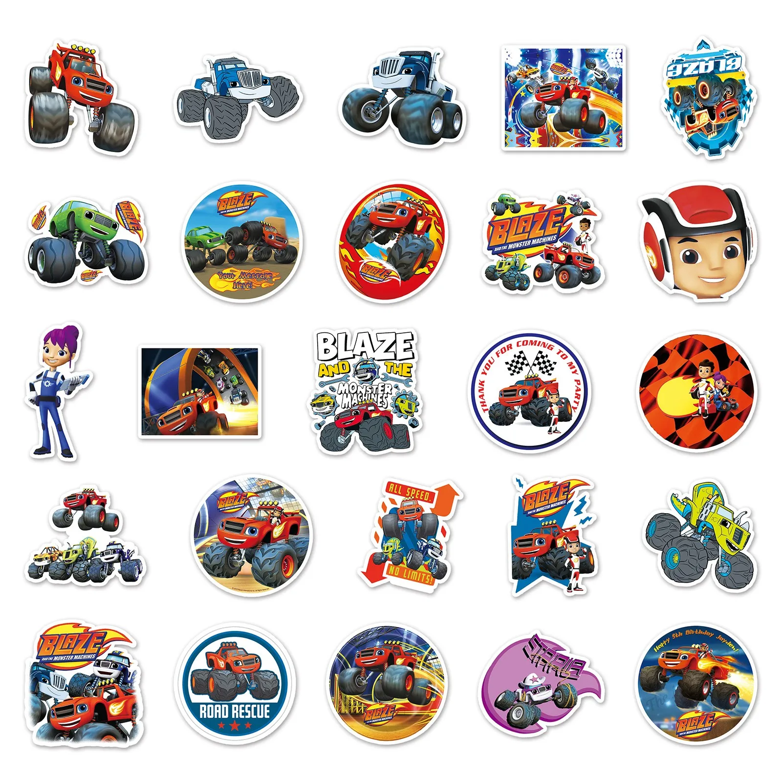 50PC Blaze Monster Machines cartoon Stickers DIY Mobile Phone Laptop Luggage Skateboard Graffiti Stickers Children\'s Gift Toy