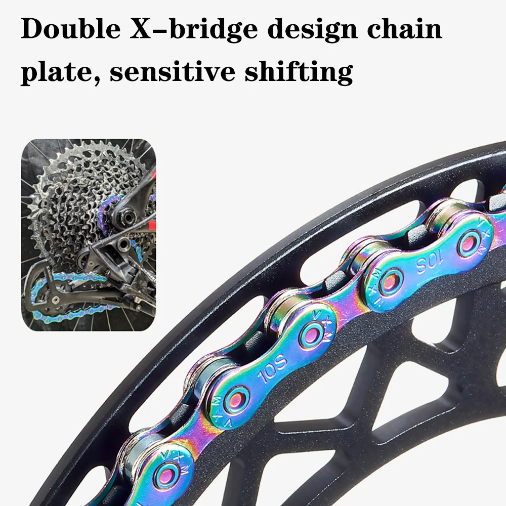 Colorful chain Anti-rust 8s 9s 10s 11s Electroplate Universal 116 Links Variable Speed Chain Bike Chain Mountain Road Bicycle