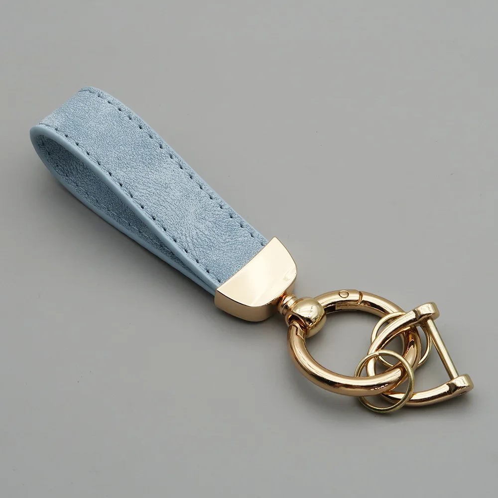 Laser Engrave Suede Car Key Chain Custom Logo Leather Keychain for Men and Women Retro Vintage Personalize Company Name Keyring