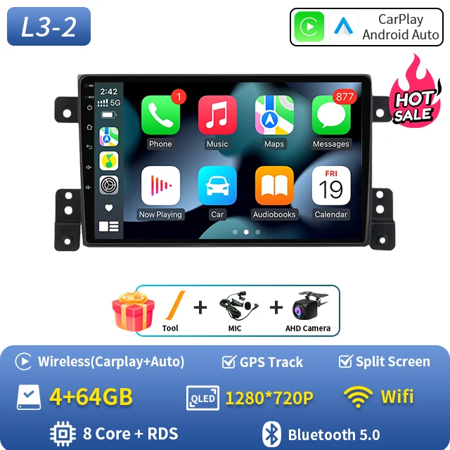 2Din autoradio Android 16 voor Suzuki Grand Vitara 3 2005-2010 2011-2015 autoradio multimediaspeler GPS Carplay Android Auto WIFI - afbeelding 1