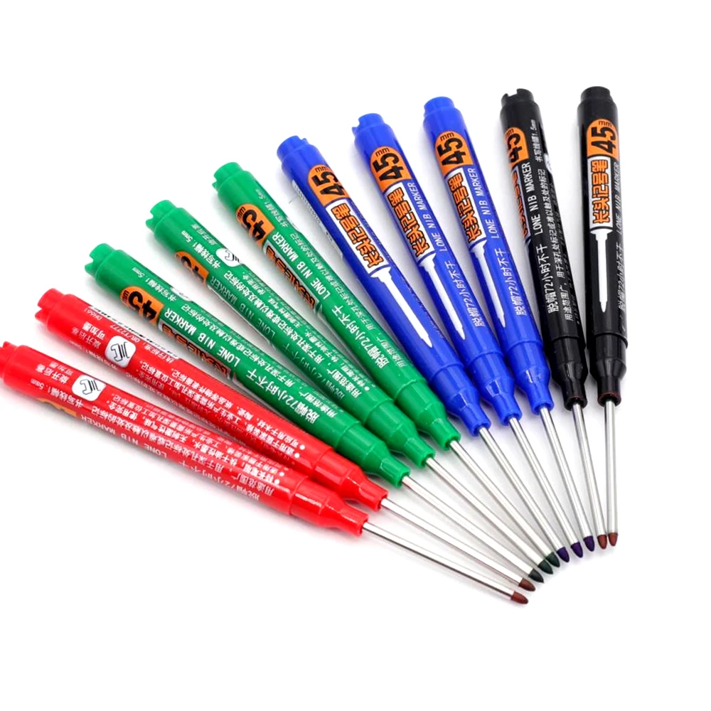 4 Stück/Set 45mm Tiefenmarkierstifte mit Langem Kopf Zimmermanns-Markierstift Schwarz/Blau/Rot/Grün für Mehrzweck-Holzbearbeitungswerkzeuge – Detail 7