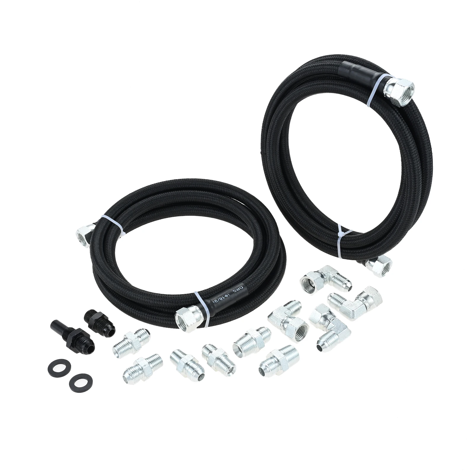 

1 set Black braided hose 70" 6AN SS transmission cooler hose fit for Transmission TH350, TH400, 4L60E, Ford AOD 4R100, 4R70W, C5