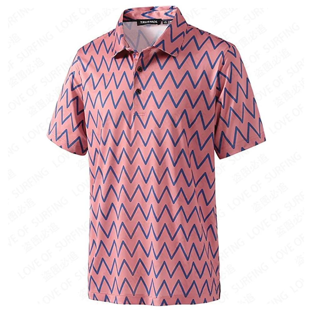 New Golf Shirts for Men Dry Fit Performance Print Short Sleeve Moisture Wicking Golf Polo Shirts UV protection 50+ Customized