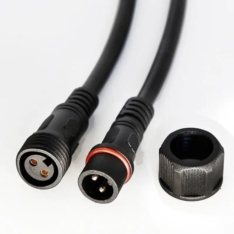 1 Pair IP65 Outdoor Waterproof Cable 2/3-Pin 18AWG Wire Male Female Connector for Solar LED Light Connector Docking Plug Cable