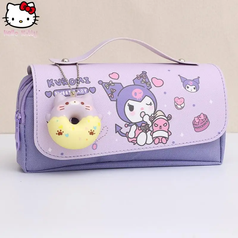 

Детская сумка-карандаш Kuromi Kawaii на молнии, студенческий пенал с героями мультфильмов в стиле аниме, большая вместительная косметичка, новый простой Sanrio Sweet