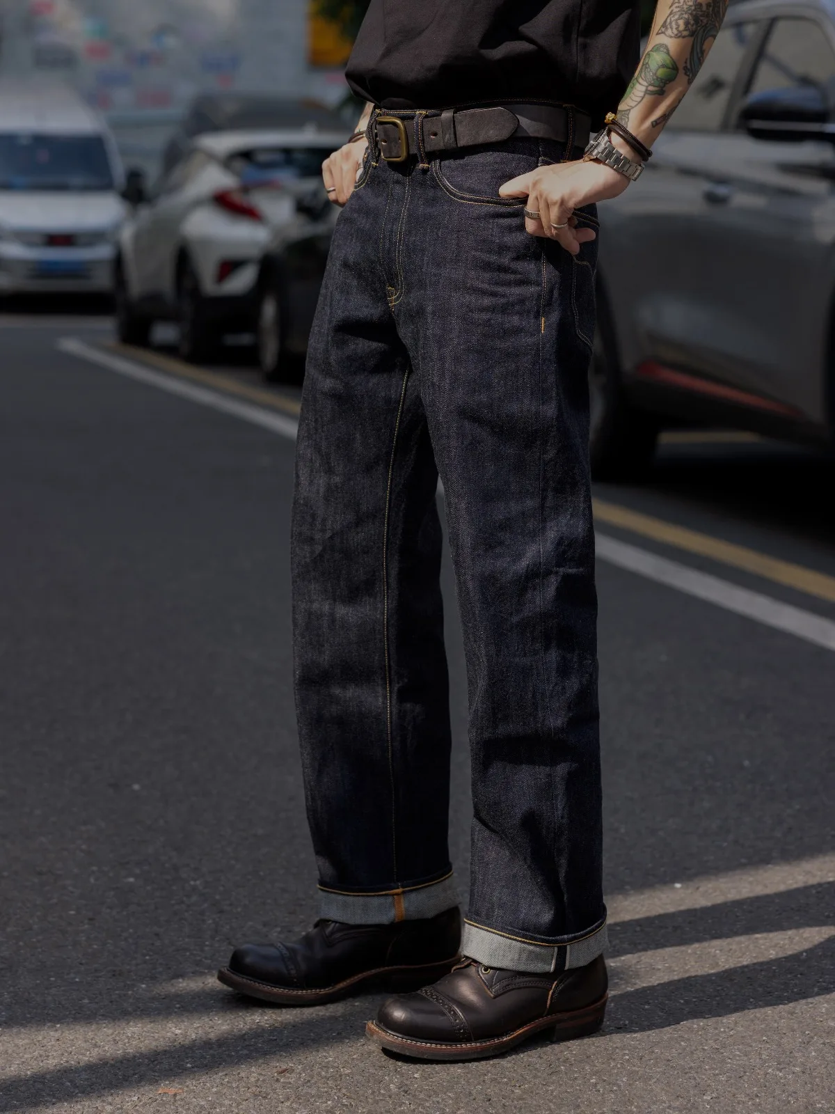 Red Tornado 12.5oz Vintage Selvedge Jeans Rinsed Relaxed Straight Leg One-wash Raw Denim Trousers for Men