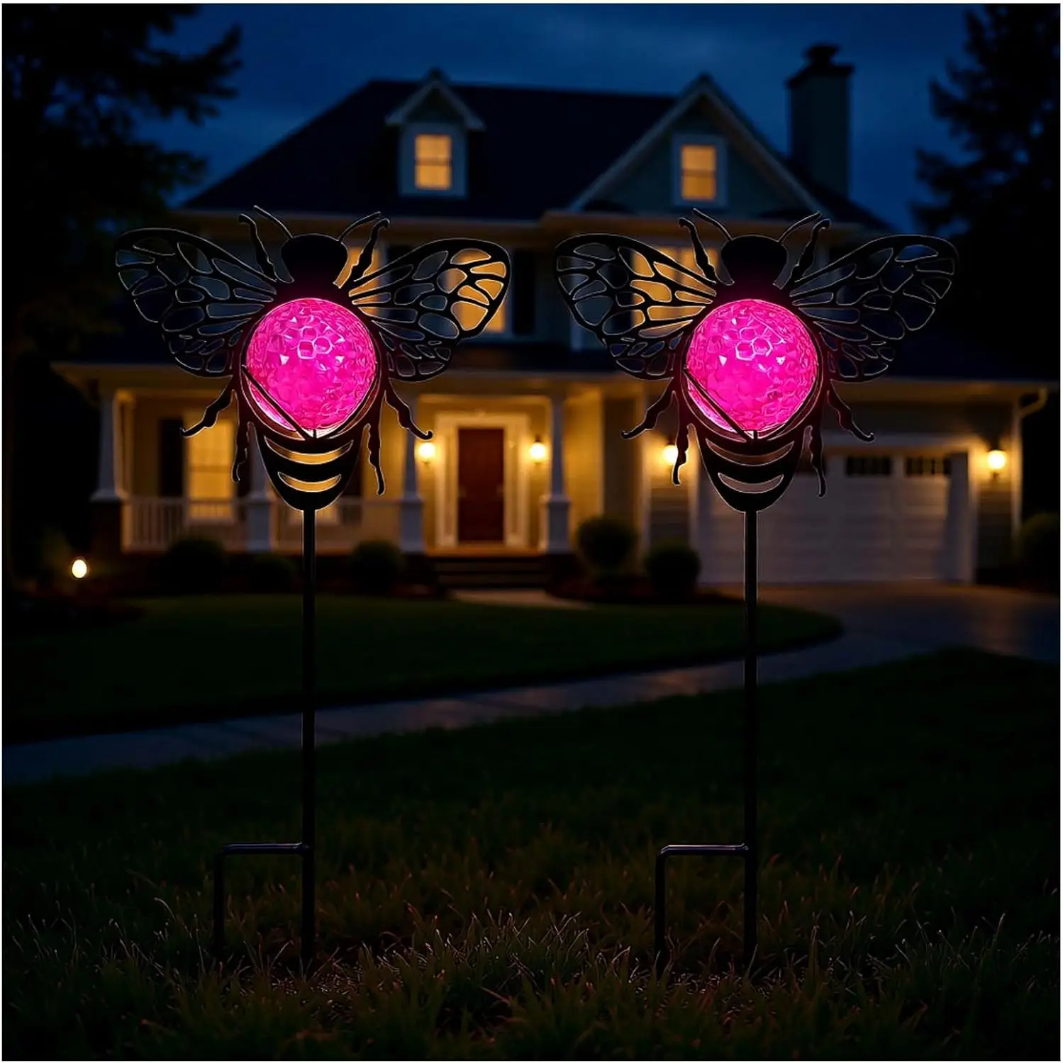 

Солнечные металлические садовые декоративные светильники (2 шт.) в виде очаровательных животных: бабочка, пчела, со светодиодной подсветкой, IP65, водонепроницаемые, для двора, газона, дорожек, подарки