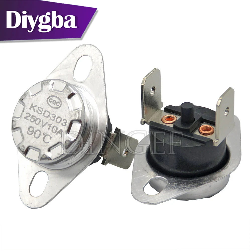 10PCS KSD301 KSD303 10A 45 ~ 150  Degrees Celsius Manual Reset Thermostat Normally Closed Temperature Switch Temperature Control