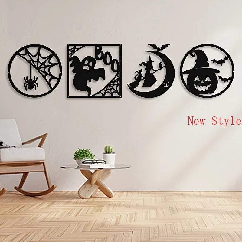 

Metal Wall Hanging Decor Halloween Witch Cat Ghost Pumpkin Bat Spider Pattern Boys Girls Room Kindergarten Livingroom Bedroom Ho