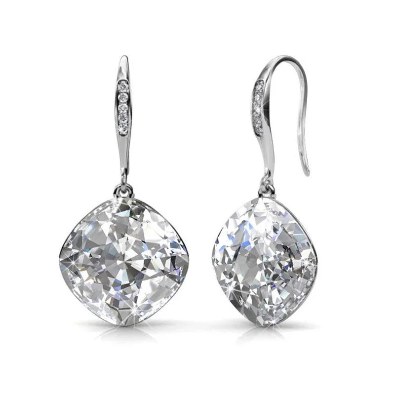 

New Square Drop Dangle Earrings Premium Crystals from Austria Silver Gold Color Piercing For Women Wedding Christmas Party