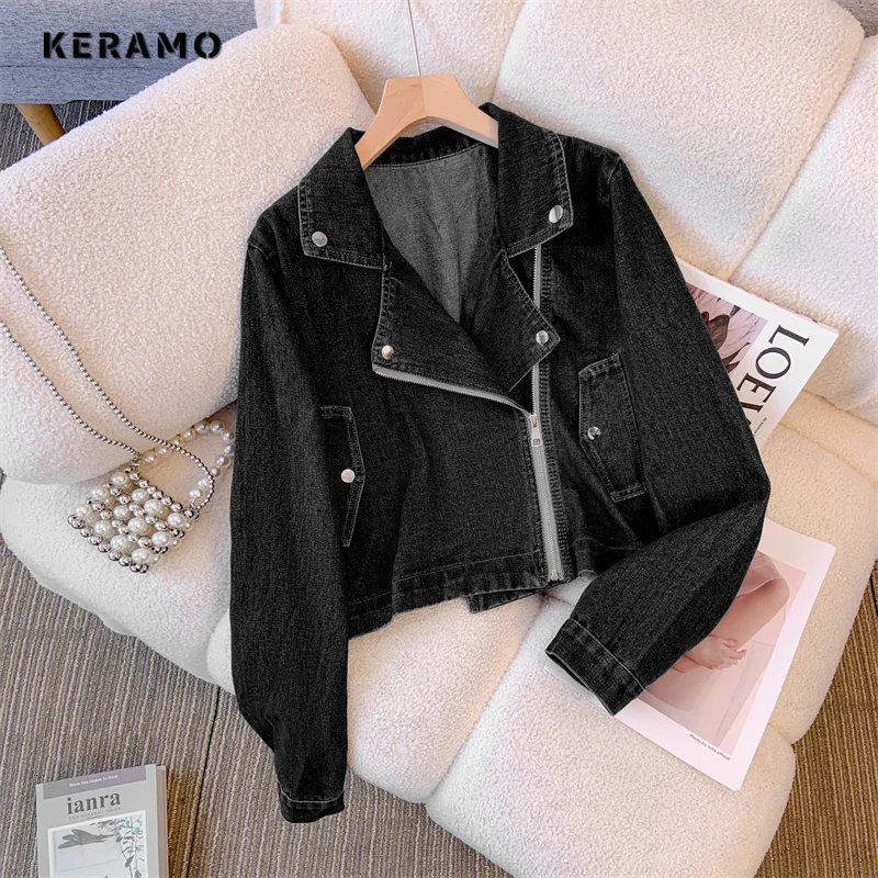 2023 autunno inverno stile coreano Baggy Casual blu giacca di jeans moda donna Streetwear stile cerniera Y2K cappotto di jeans sciolto