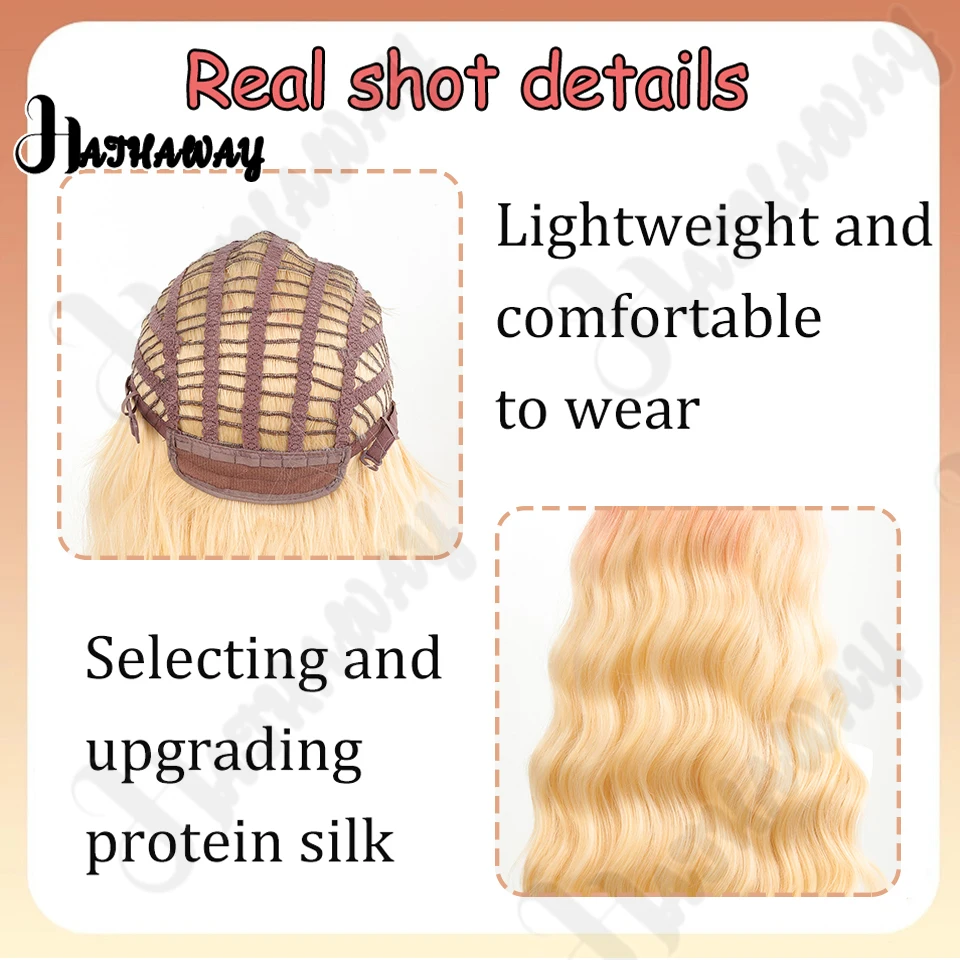 Peluca ondulada de agua degradada sintética, pelucas de pelo sintético degradado rojo naranja y beige para mujer, peluca de Cosplay ondulada larga
