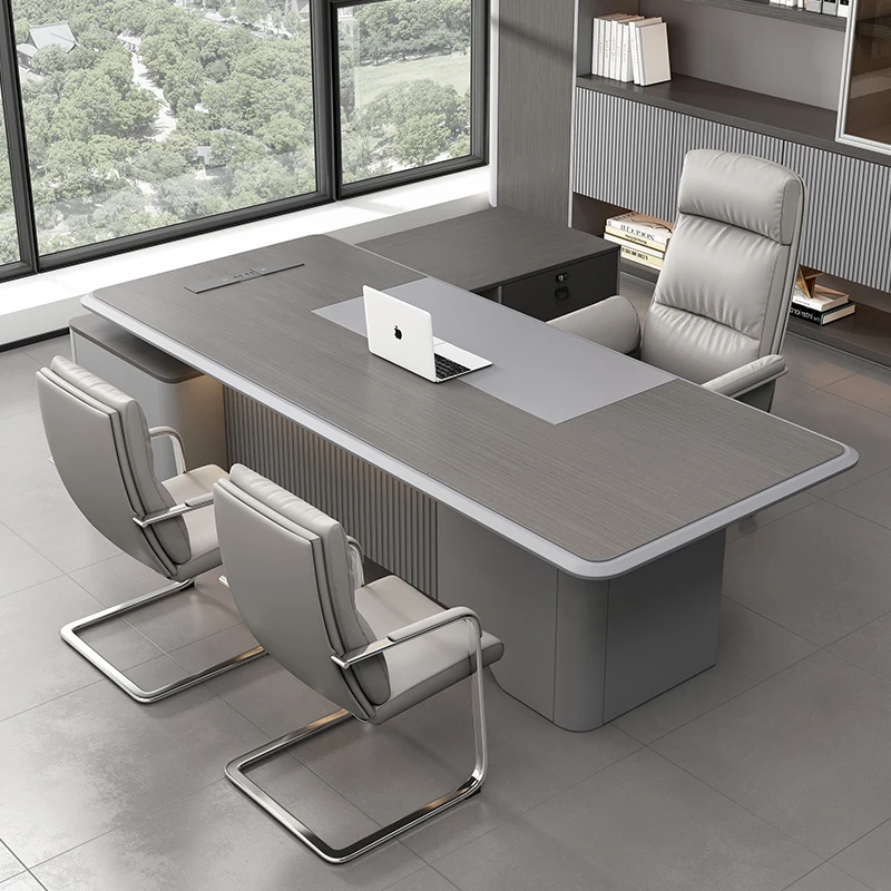 

Легкий роскошный стол в современном стиле, высококачественный офисный стол и стул в комплекте.