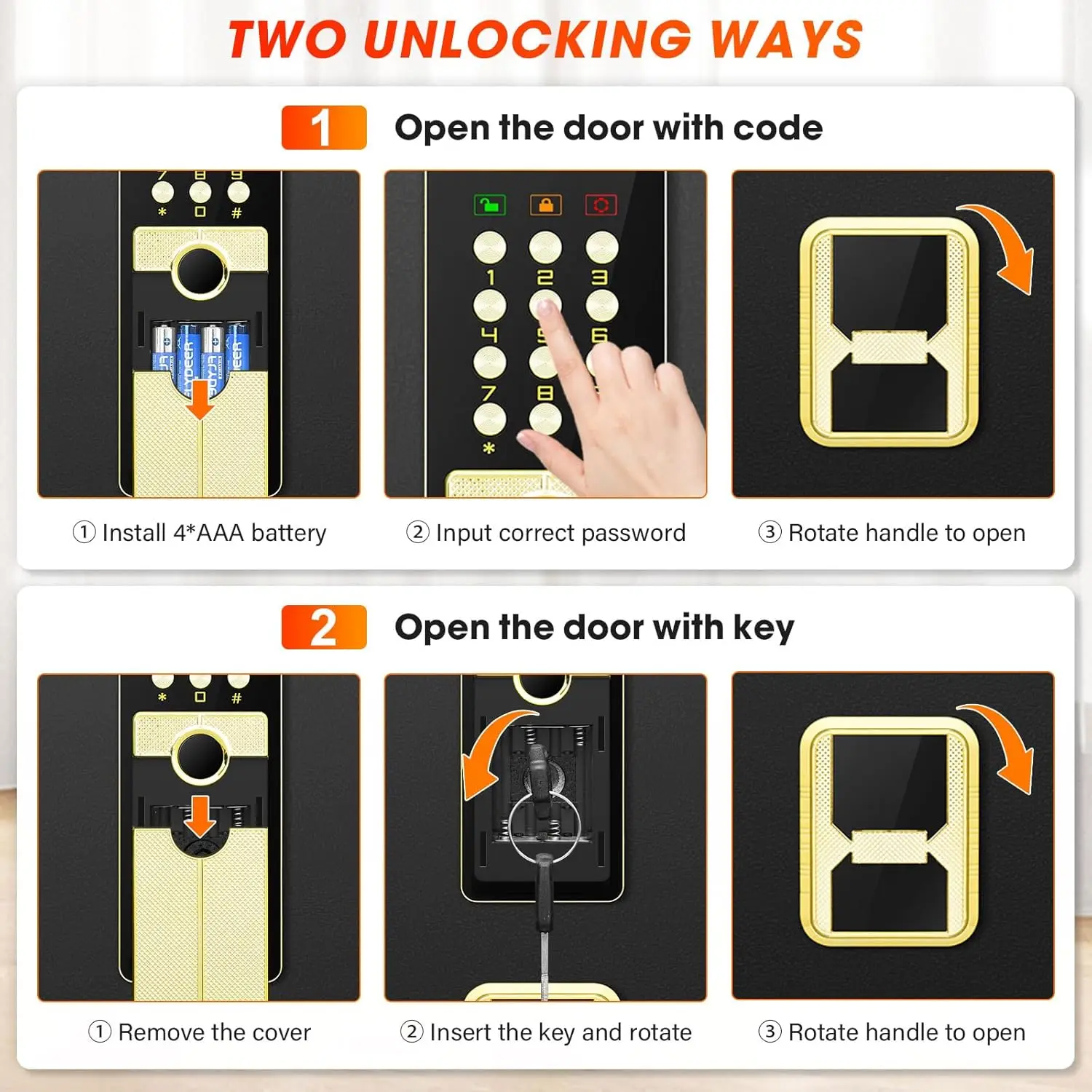 8.0 أساور كبيرة جدًا آمنة للمنزل مقاومة للحريق، صندوق أمان عالي التحمل مقاوم للحريق مع حقيبة مقاومة للحريق، قفل مجمع