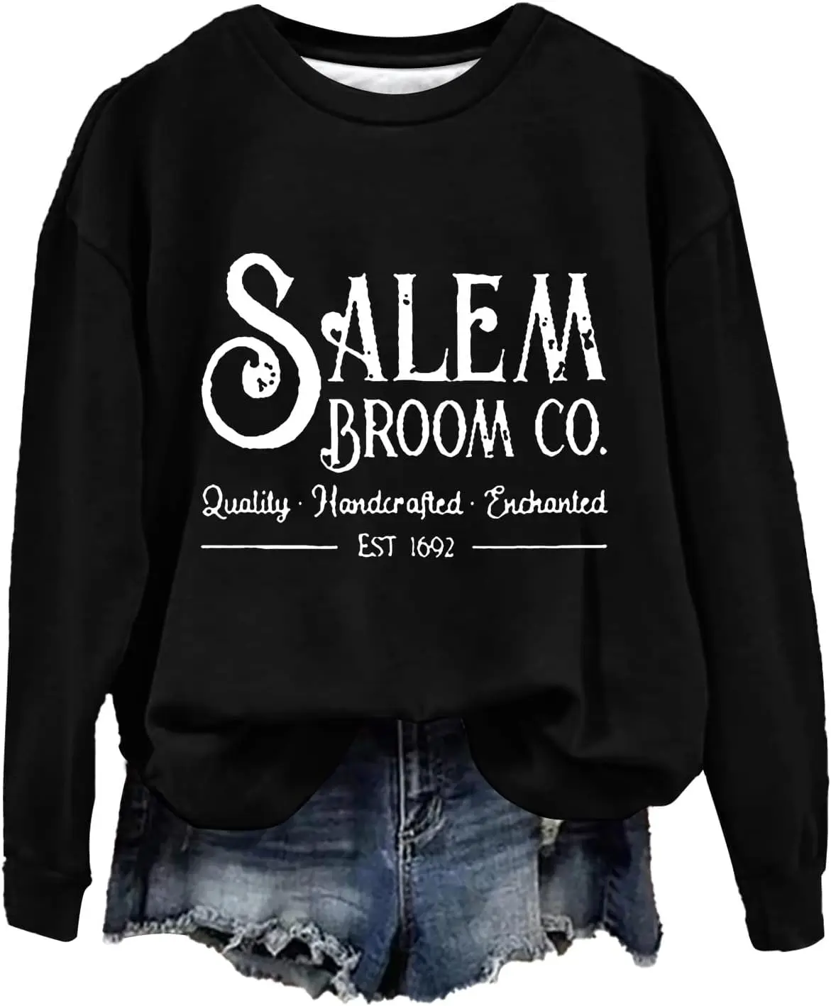 

Halloween Sweatshirt for Women 1692 Printed Long Sleeve Shirts Trendy Casual Crewneck Pullover Tops Fall Clothes 2024