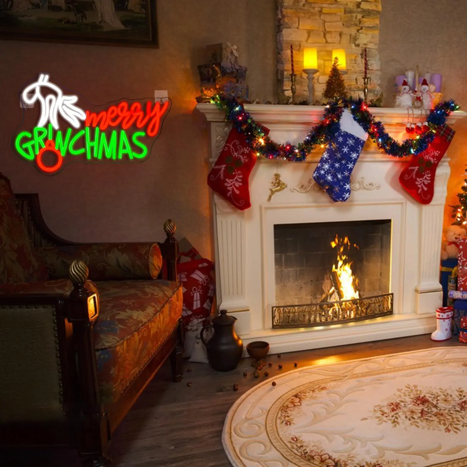 Merry Christmas Neon Sign USB Dimmable LED Neon Light for Christmas Party Backdrop Bedroom Window Bar Club Shop Home Decoration