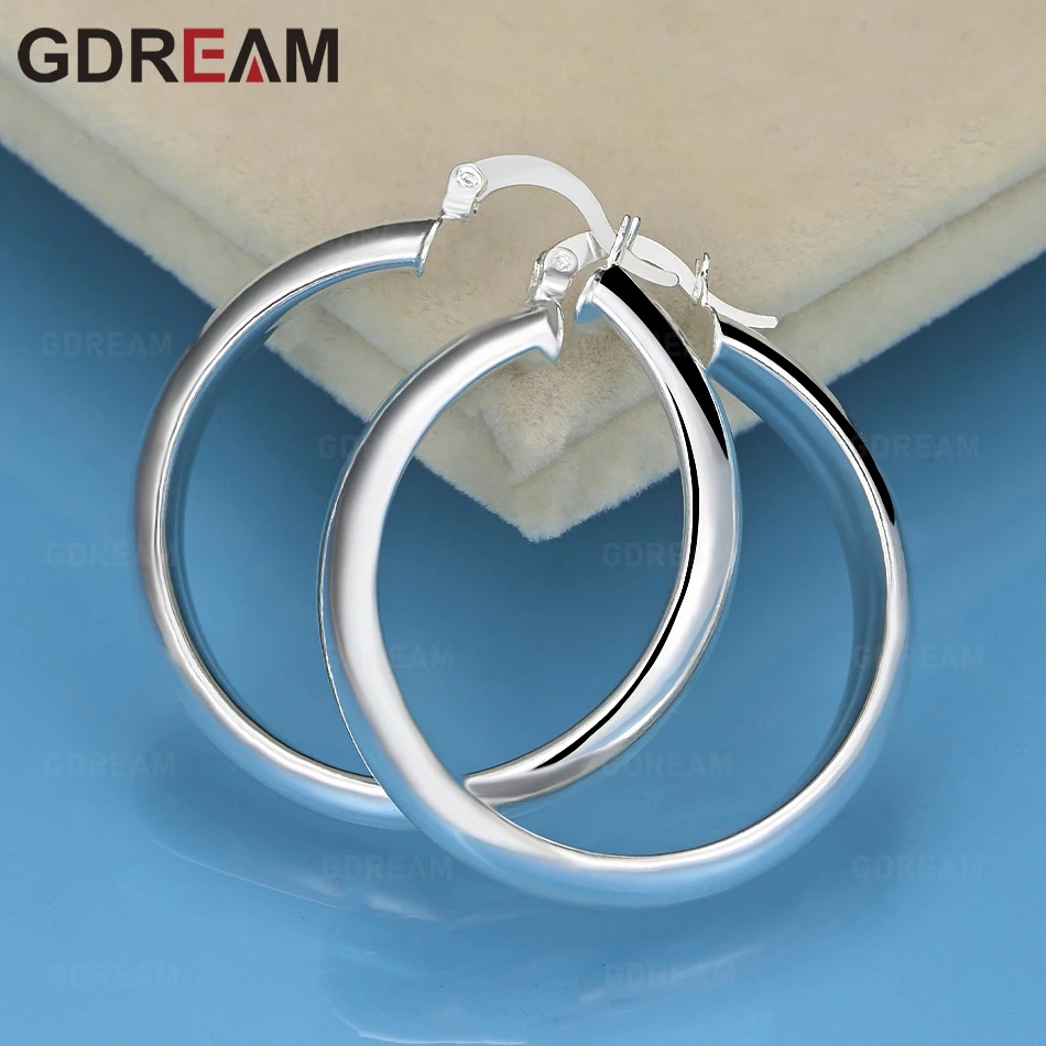 

GDREAM 925 Sterling Silver Wide-Edged Smooth Round Earring Accessories Light Luxury Niche Women'S Valentine'S Day Gift Jewelry