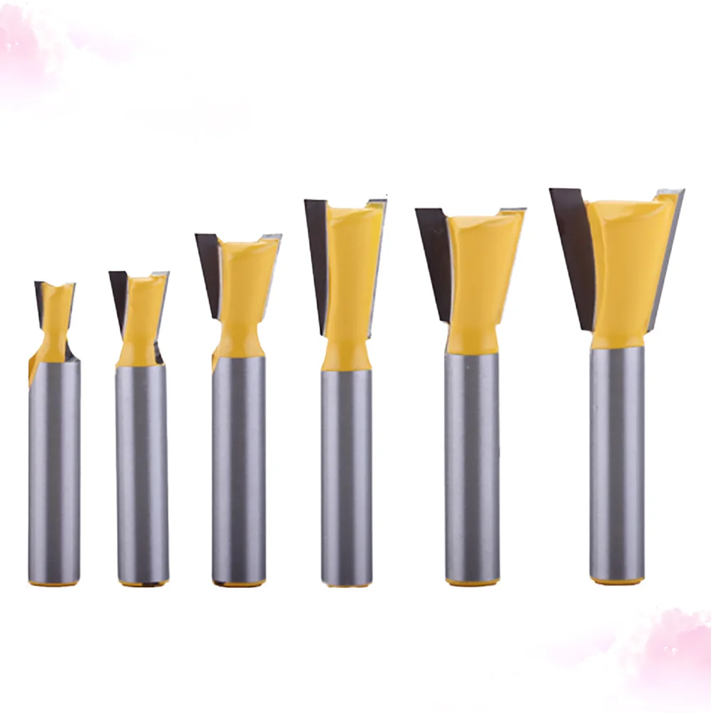 6pcs 8Mm Dovetail Cutter Hard Wear-Resistant Smooth Cutting No Burr Chisel Edge For Solid Wood Gluing Planing Density Board Wood