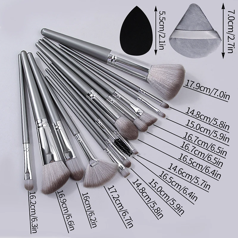 14pcs Makeup Brush Set Portable Soft Makeup Tool 2pcs Wet Wet Dual Use Makeup Egg&2pcs Triangle Sponge Makeup Powder Puff