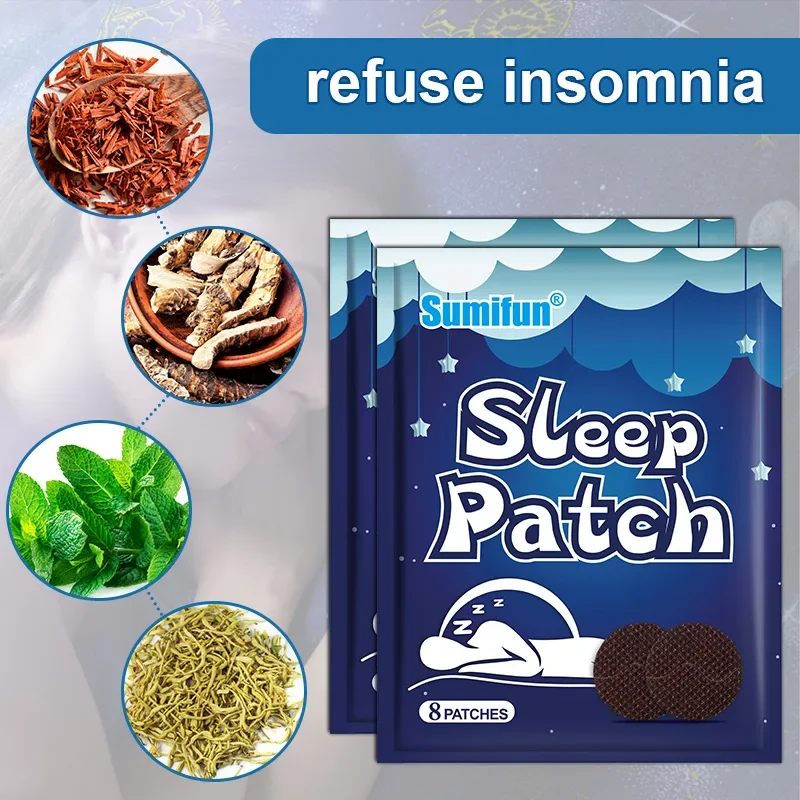 8PCS Improve Sleep Patch Anxiety Relieve Headache Stress Plaster Improve Insomnia Quality Body Relax Sticker Easy-Sleeping Paste