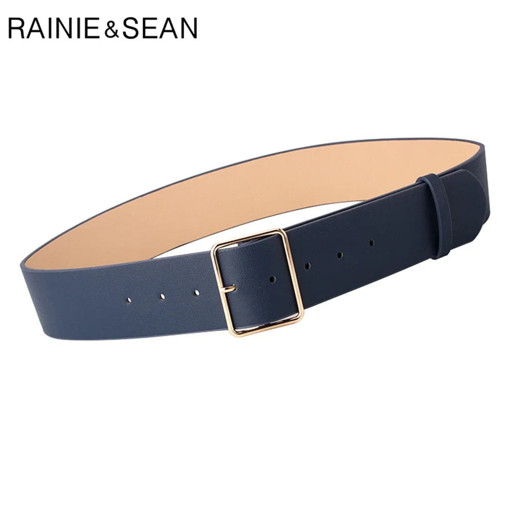 RAINIE SEAN Army Green Women Belt Ladies Waist Belt for Trousers Casual Pin Buckle Pu Leather Wide Belt Women Accessories 104cm