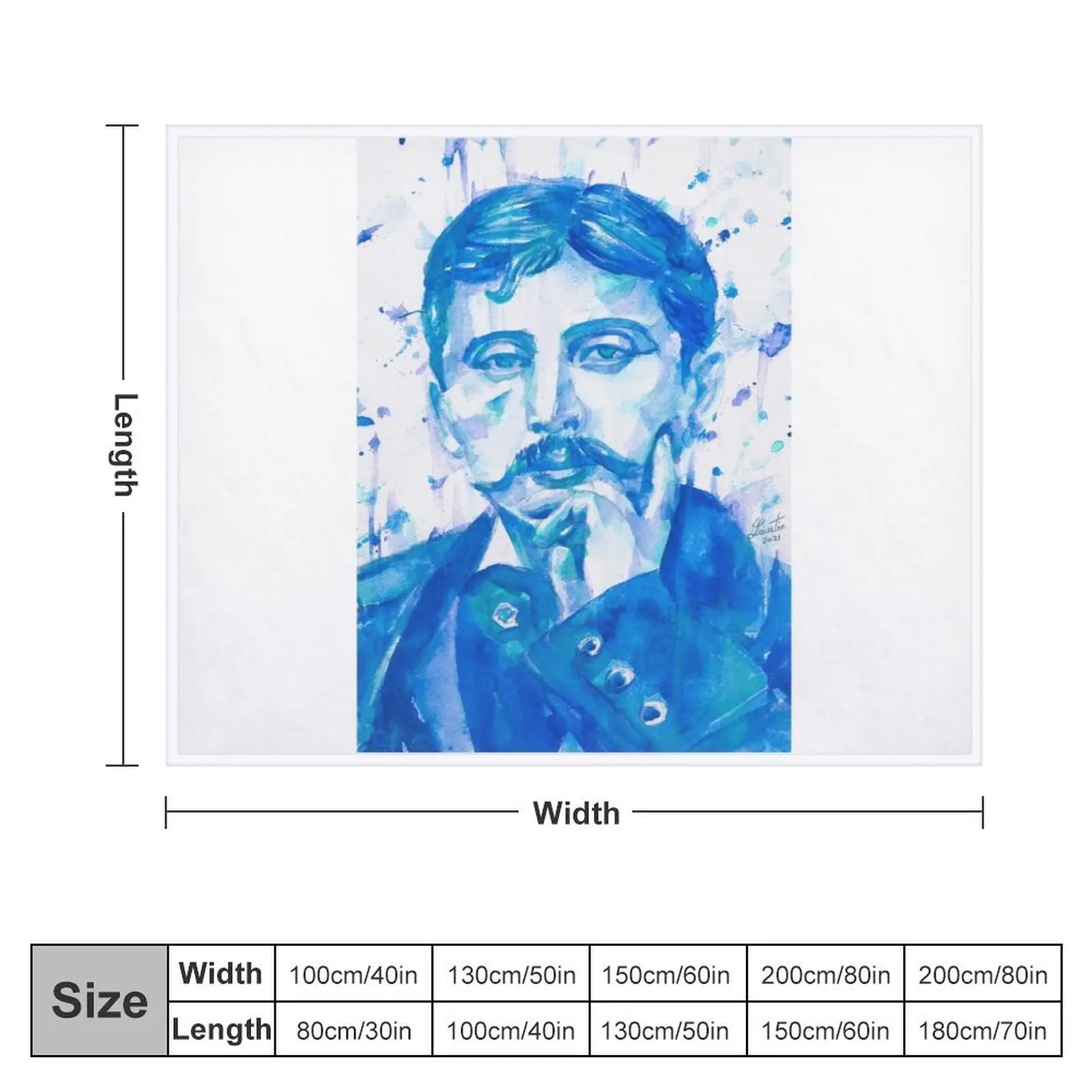 MARCEL PROUST - watercolor portrait .3 Throw Blanket Decorative Sofas Bed covers Blankets