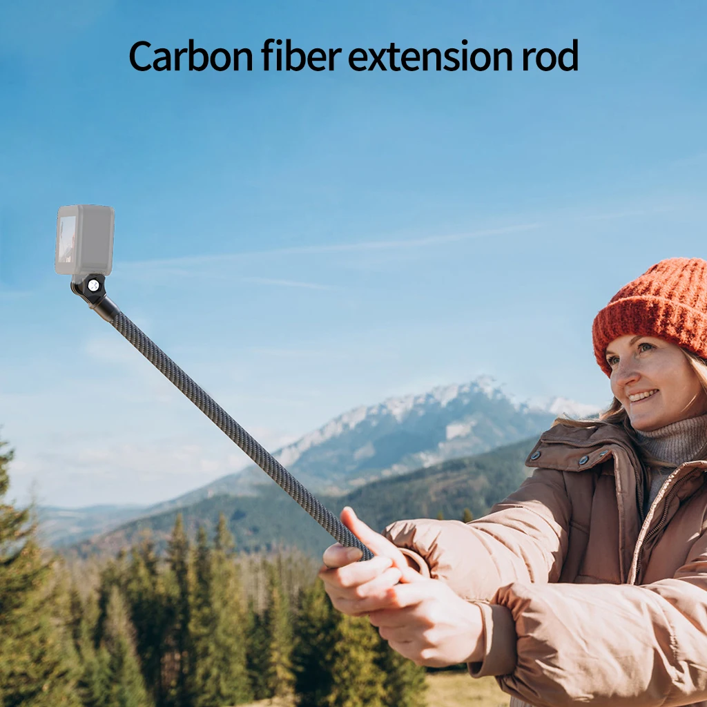Kohlefaser-Verlängerungsstange mit 1/4-Zoll-Schraube, Selbstklebende Einbeinstativ-Stange für Gopro 13 12 11 10, für Insta360 X4 OSMO Action 5Pro Kamera – Detail 13