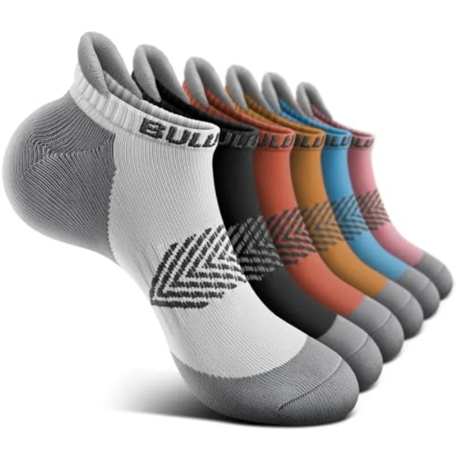 BULLIANT Socks For Women 6Pairs-Womens Athletic Ankle Socks No Show Cushioned for Walking Running-Compression Arch Support
