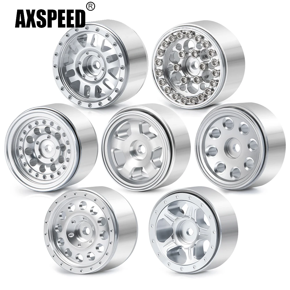 AXSPEED 4 ชิ้นเงิน 1.0 ''โลหะ Beadlock ล้อฮับสําหรับ Axial SCX24 90081 AXI00001 AXI00002 1/24 RC รถรถบรรทุกอุปกรณ์เสริม