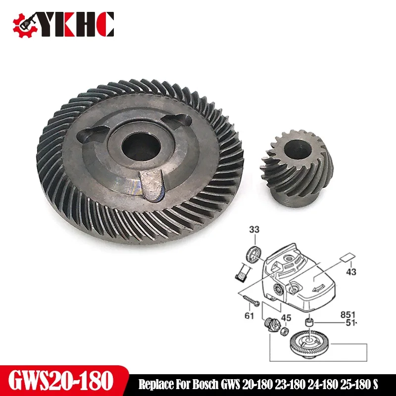 Angle Grinder 3Hole Bevel Gear Crown Gear Replace For Bosch GWS20-180 GWS 20-180 GWS 23-180 24-180 25-180 S 18-180 Accessories