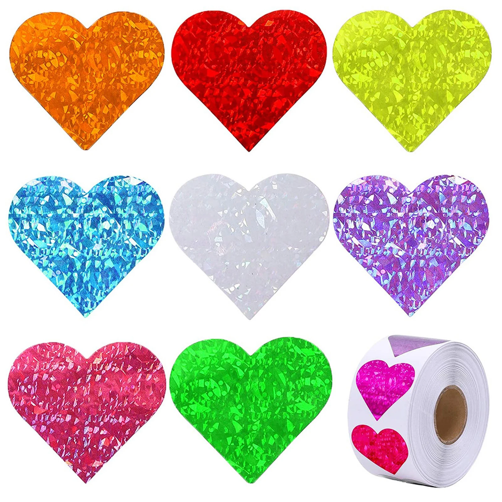 

1500pcs Sparkly Scrapbooking Teacher School Office Kids 8 Colors Self Adhesive Heart Sticker For Reward Chart Gift Packing