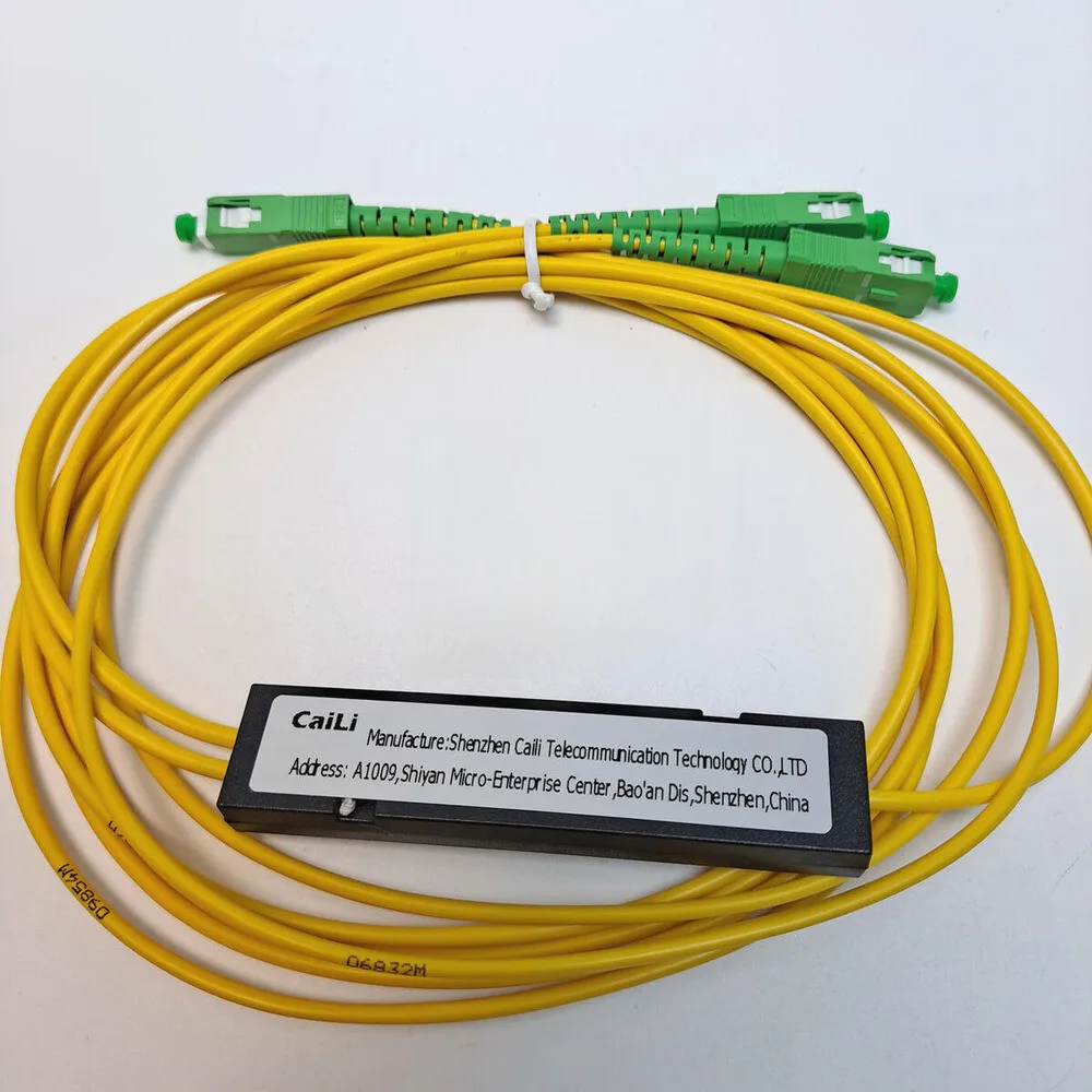High Quality 1X2 FBT Fiber Optic Cable Cord SC APC Sleeve Taper Type Splitter Computer 1 Point 2 Fiber Optic Splitter Box