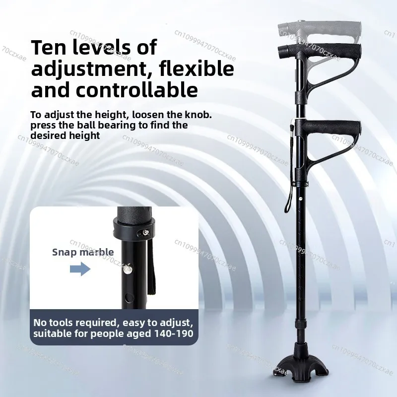 Elderly Crutches Crutches Cane Four Claw Legs Non-slip, Retractable Auxiliary Light for The Elderly