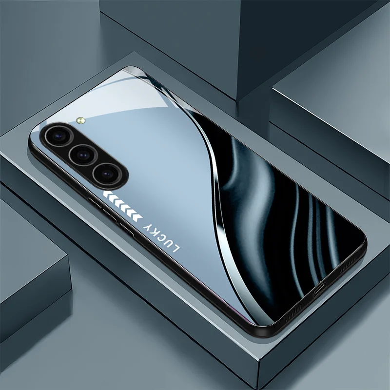 Lucky Ripple Pattern Glass Phone Case for Samsung Galaxy S26 S25 S24 S23 S22 S20 FE/Ultra/Plus Hard Case