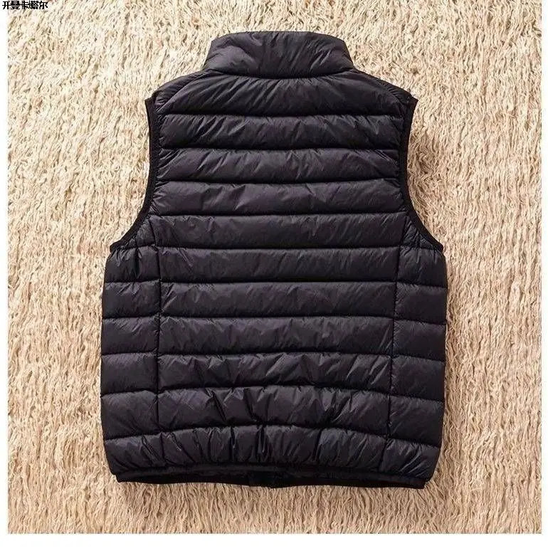 Men's Lightweight down Cotton Vest Autumn Winter New Style Stand Collar Jacket Inner Outer Wear Special Wide Fit Zipper Closure