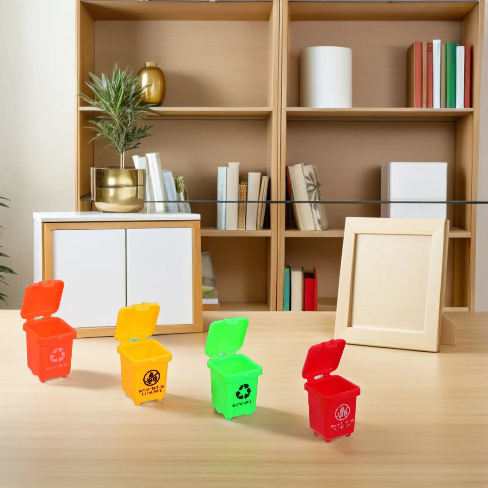 20Pcs Miniature Sorting Trash Cans Set Plastic Small Round Waste Bins with Lids for Childrens Playroom Classroom Eco Learning