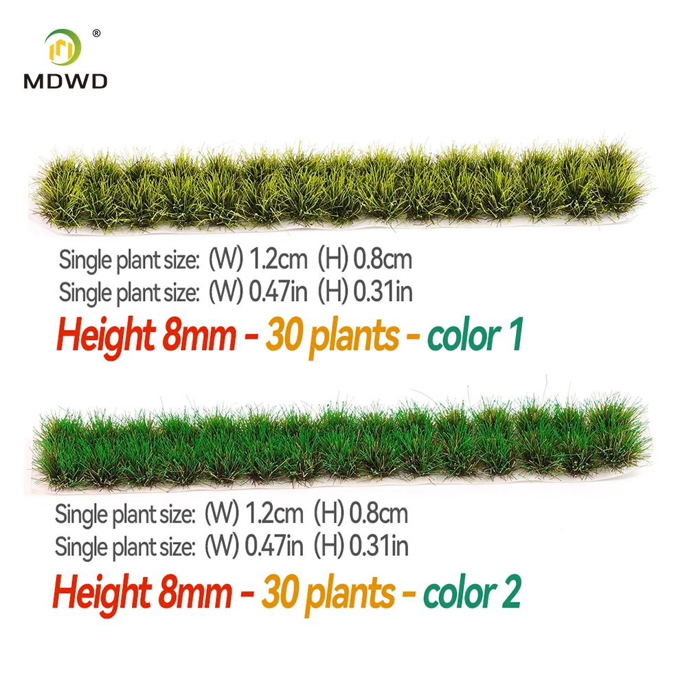 30PCS Multicolor Grass Tufts 8mm Height Self-Adhesive Miniature Flower Grass Model Scenery Model DIY Accessories view 3