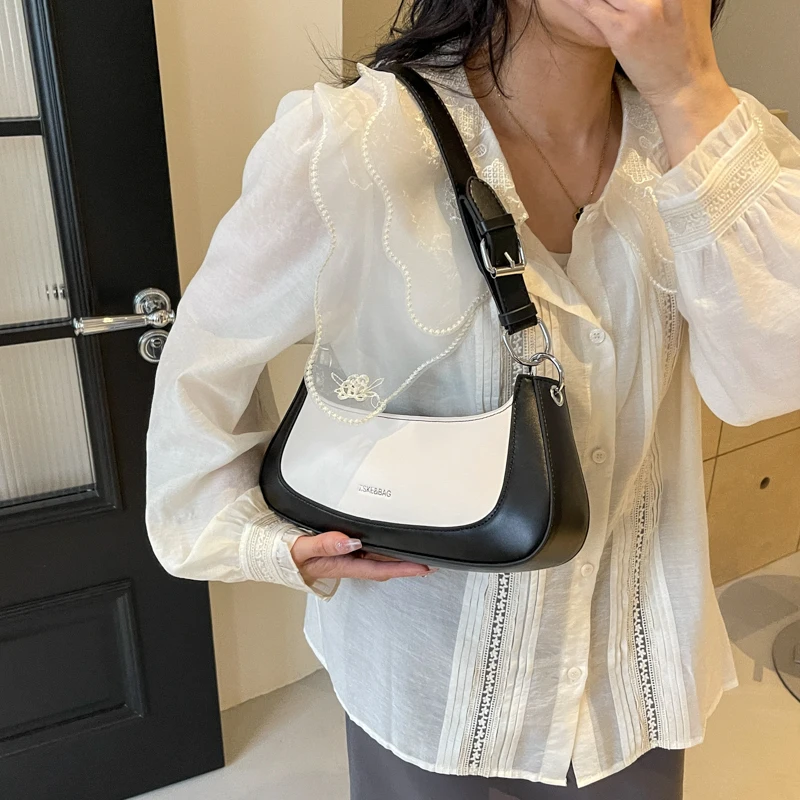 Fashion Underarm Baguet Bag 2024 New Designer Single Shoulder Purse Handbag High Quality Pu Leather Armpit Crossbody Bag Sac