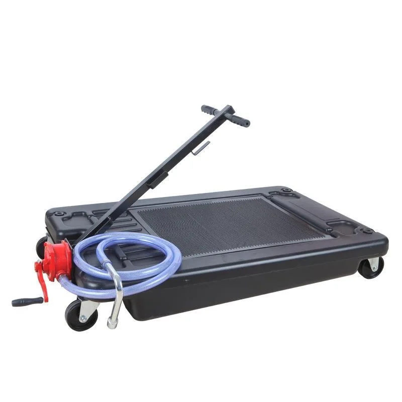 

Low Profile Oil Drain Pan with Electric Pump Hand Crank Hoses for Draining Oil or Antifreeze