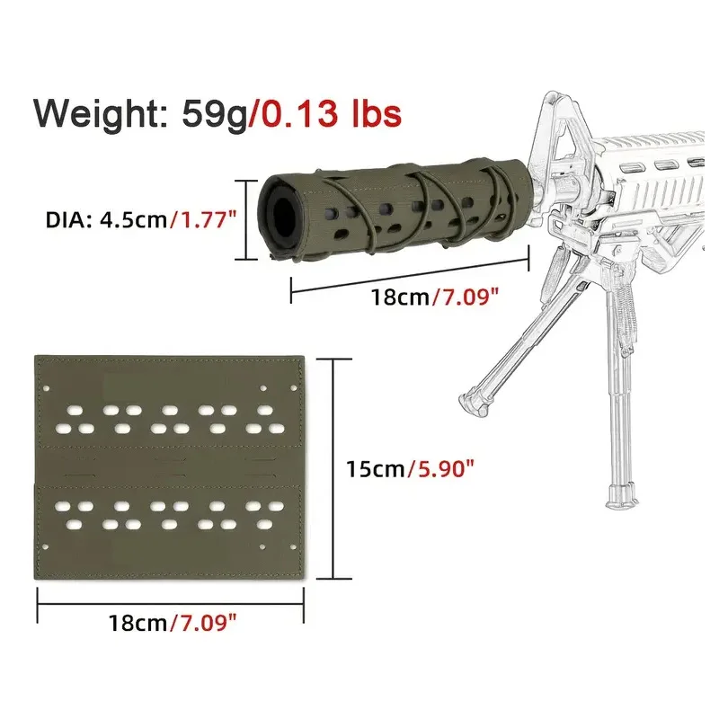 Tactical Airsoft Suppressor Cover 7" Gun Shooting Muffler Sleeve 500D Nylon Airsoft Barrel Protector Cover for Hunting Shooting view 2