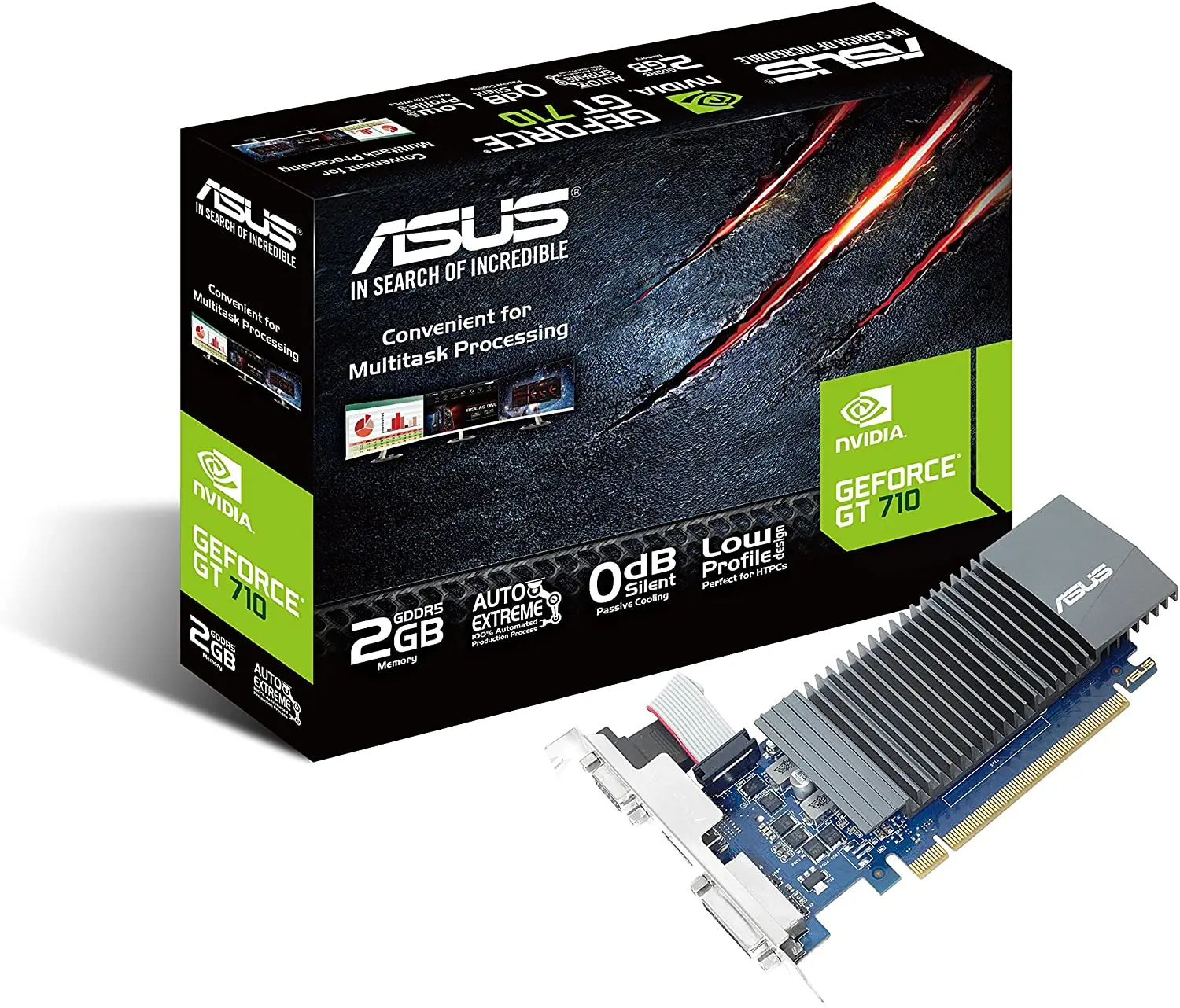 Asus GT710-Sl-2GD5-Brk Nvidia GeForce GT 710 Display Board 240 Volts NVIDIA 5012 MHz AUTO-EXTREME Technology