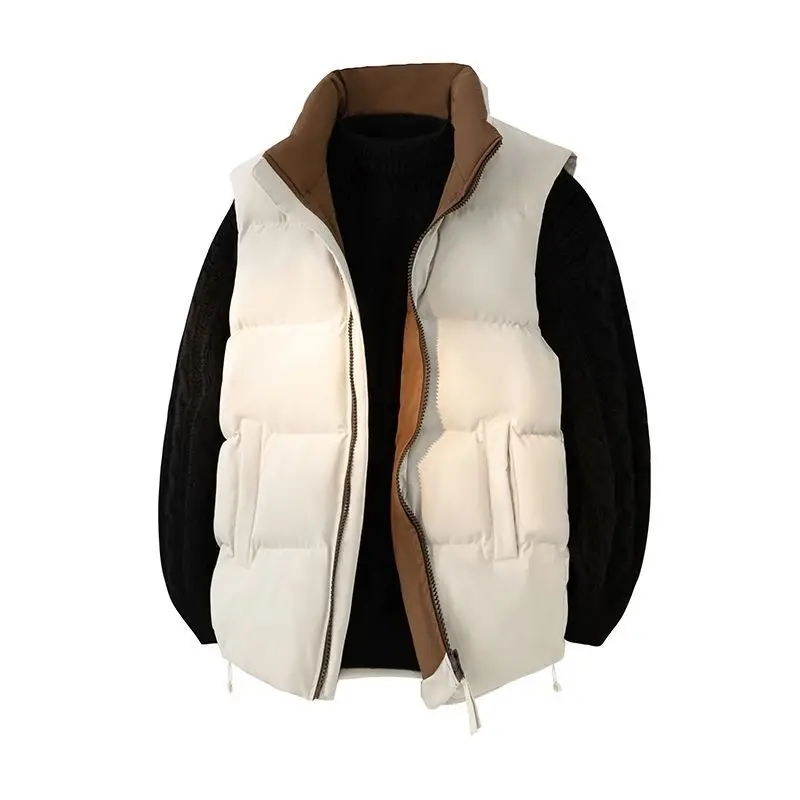 Trendy Brand Versatile Cotton Vest Warm Thickened Men's Women's Same Stand-up Collar Multi-pocket Sleeveless Jacket 2026 Popular