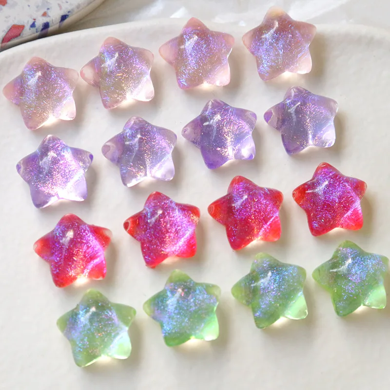 10pcs/lot Dream Streamer Color Five-pointed Star Resin DIY Craft Supplies Handicraft Accessories 16mm