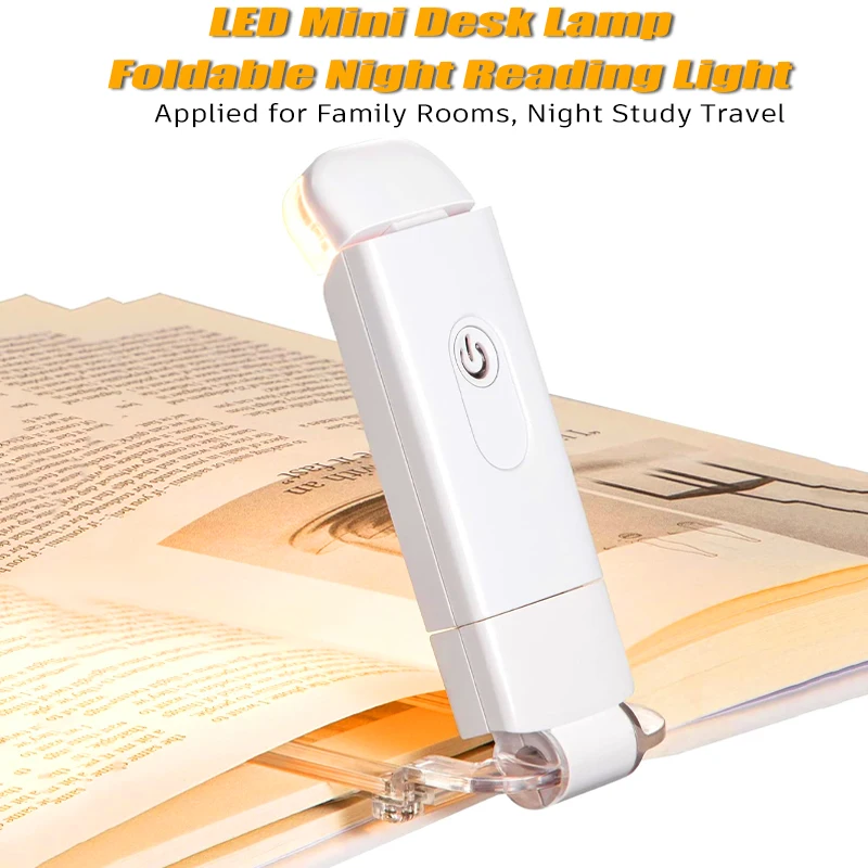 Mini USB Rechargeable Folding Portable Reading Book Lights Eye Protection 3 Light Colors Adjustable Brightness Night Lamp