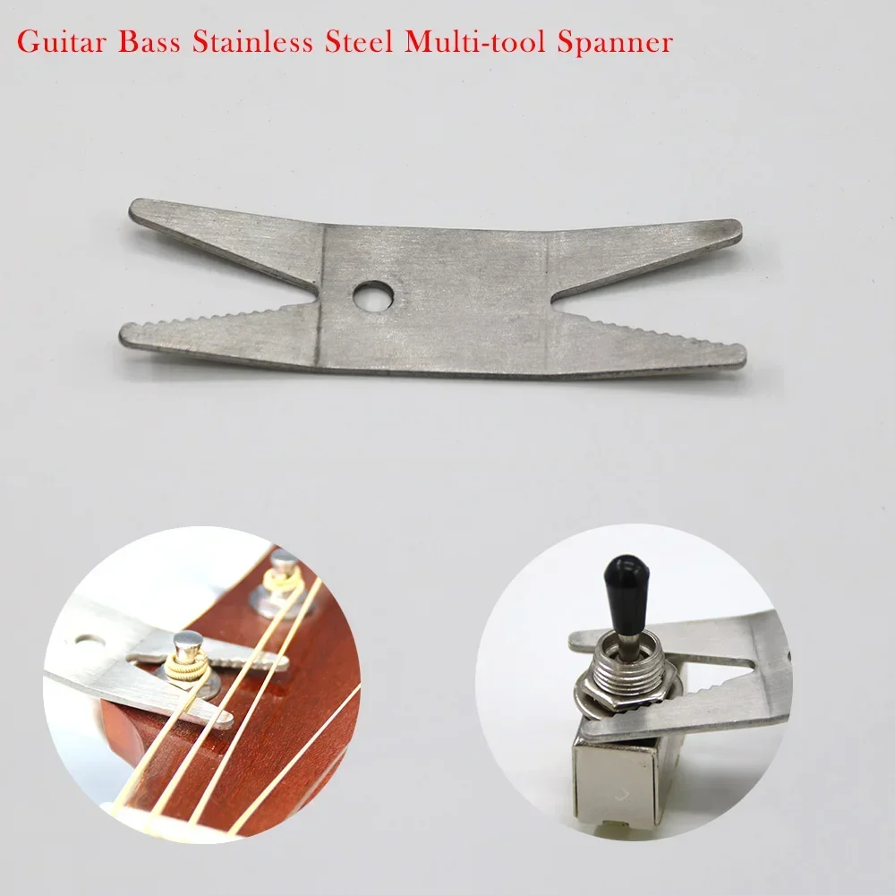Stainless Steel Guitar Bass Multi-tool Spanner Wrench Knob Jack Tuner Bushing - Essential Accessory for Tightening Pots & Switch
