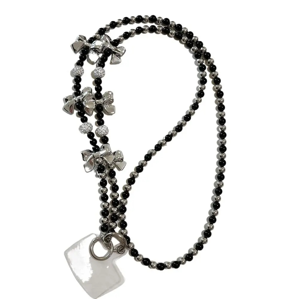 

Bow Heart Mobile Phone Lanyard With Card Long Crossbody Phone Chain Diagonal Lanyard Beaded DIY Mobile Phone Chain Bag Straps
