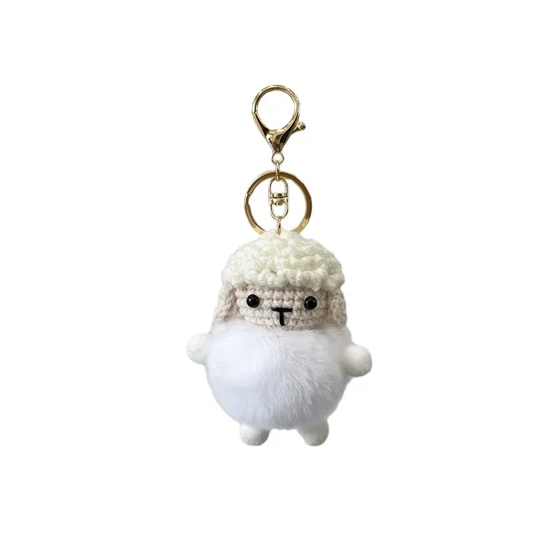 

Internet Celebrity Rex Rabbit Wool Lamb Car Keychain Couple Backpack Pendant Real Fur Plush Doll Bag Pendant Cute Keychain
